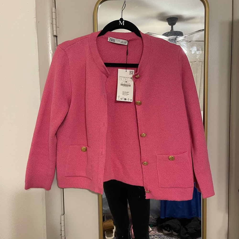 Zara Pink Button Front sweater